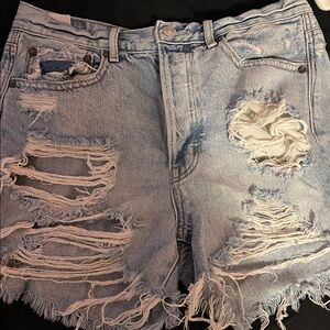 American Eagle Outfitters Ripped Light Blue Jean Shorts